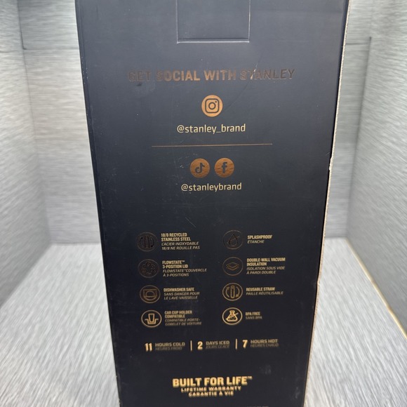 Stanley Quencher H2.0 FlowState 40oz Tumbler Deco Black Gloss Gold Handle‎ - Picture 5 of 12